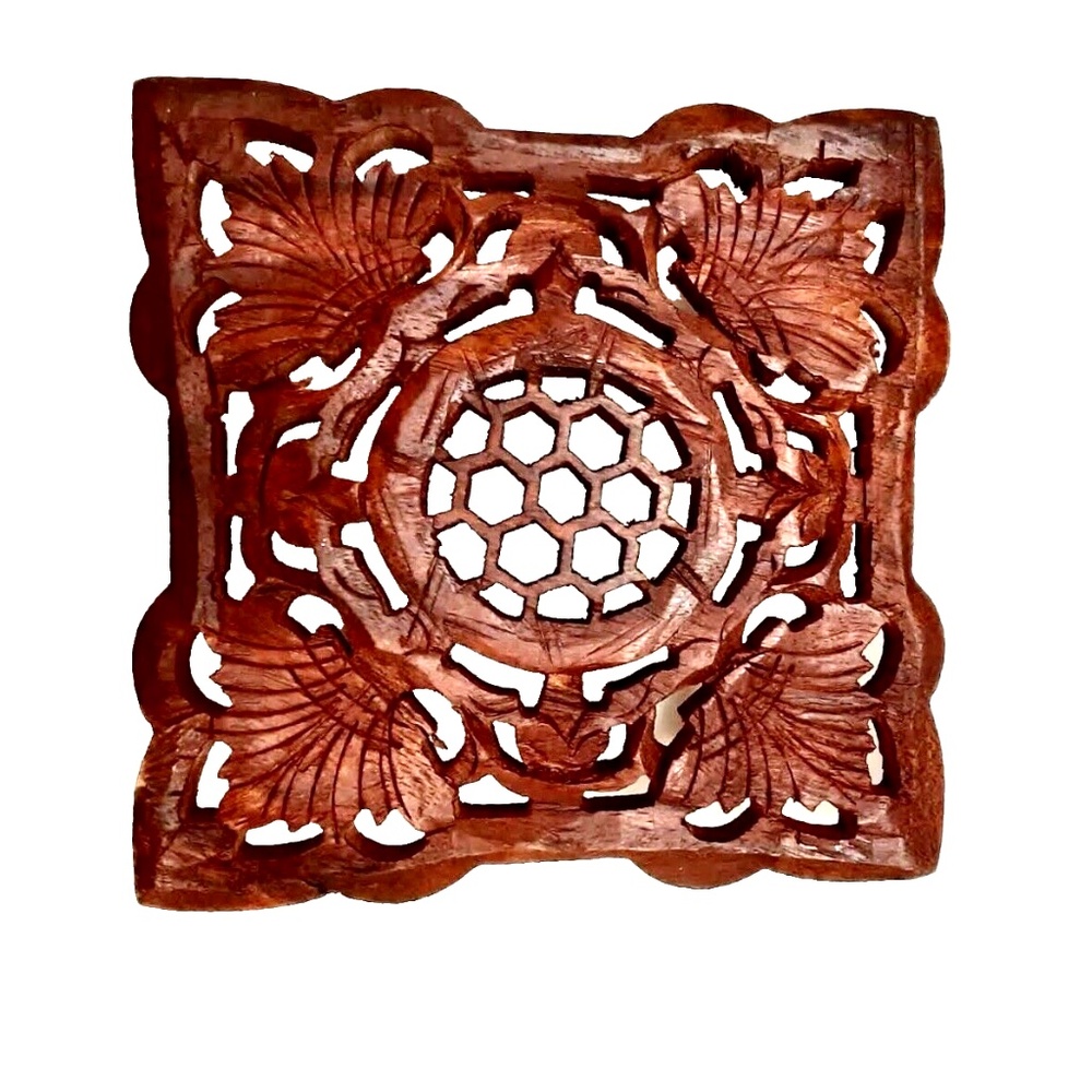 Vintage Hand Carved Wooden Trivet